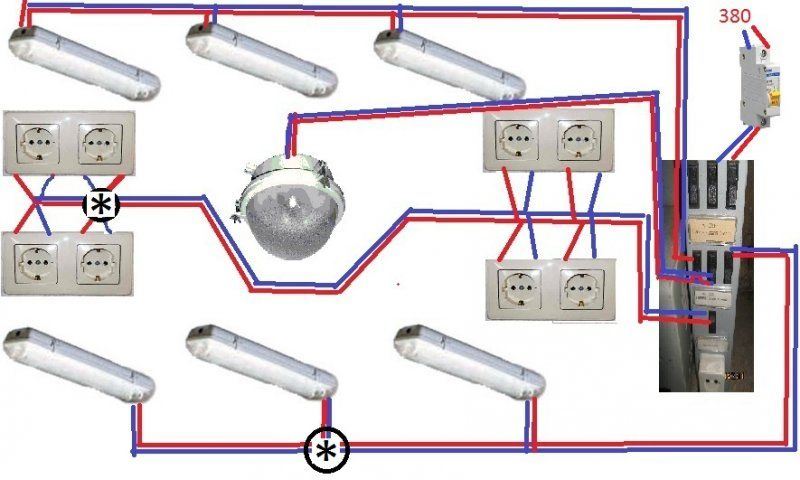 Принципиальная схема электропроводки гаража