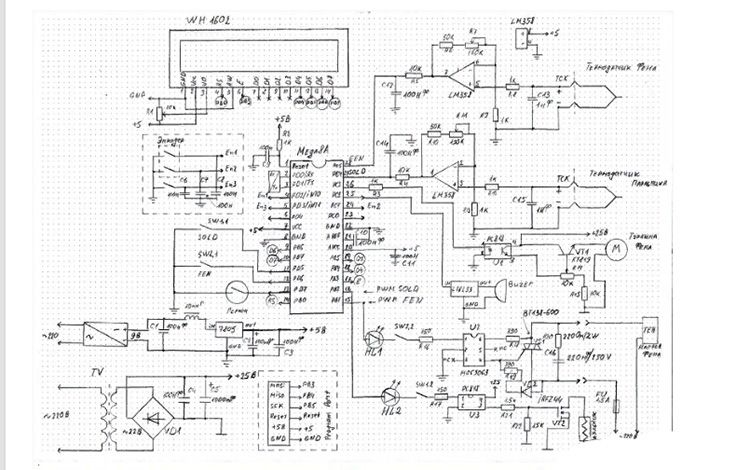 Вариант рабочей схемы паяльной станции на Atmega8