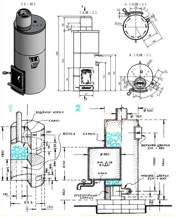 Печь для бани с баком