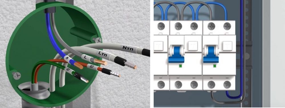 Кабели маркируют, выполняют подключение к распределительному щитку