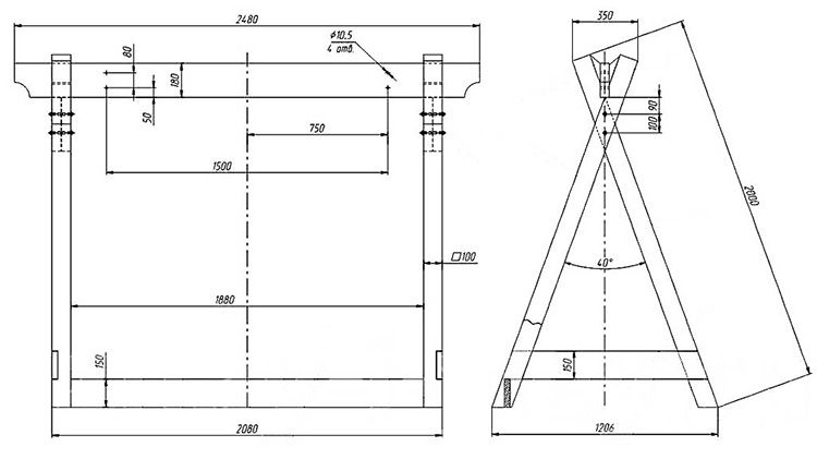 Фото чертежей деревянных качелей, сделанных своими руками