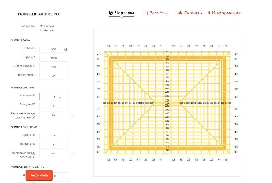 калькулятор для кровли крыши профлистом