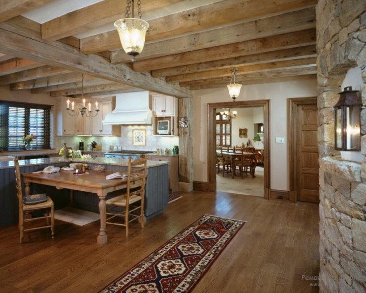 Кухня в интерьере деревянного дома