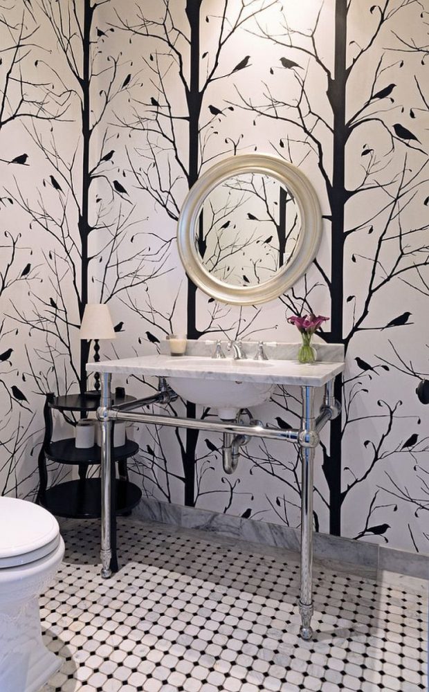 blackbird-wallpaper-for-the-black-and-white-powder-room