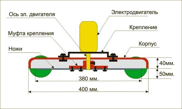 Чертеж простой модели газонокосилки