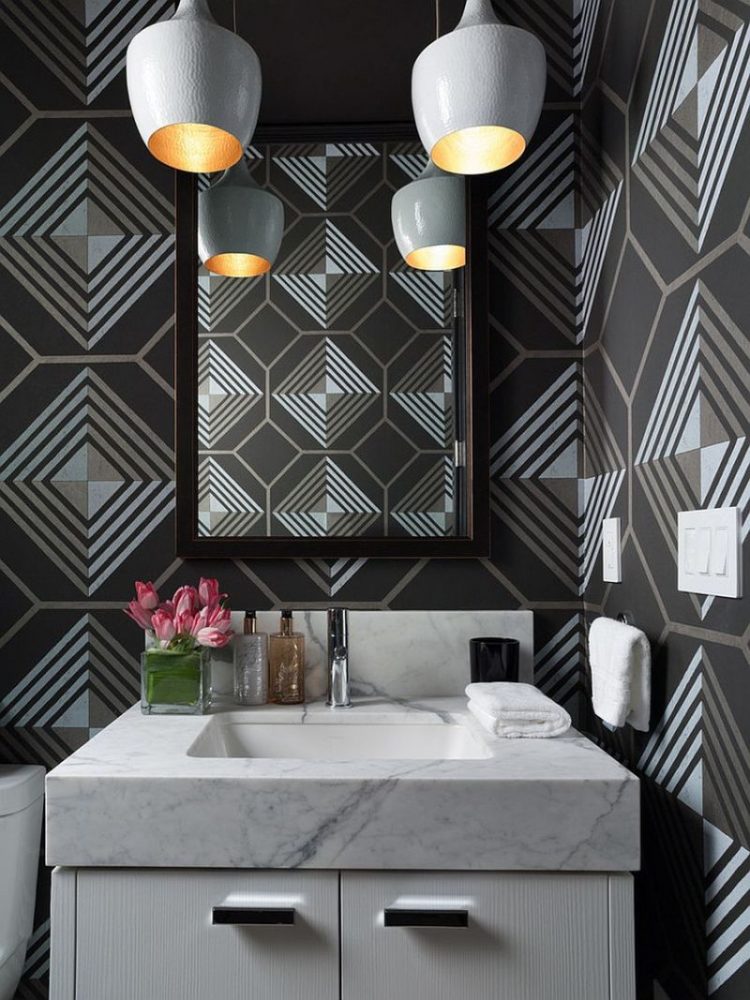 dashing-contemporray-powder-room-with-geometric-wallpaper-from-cowtan-and-tout