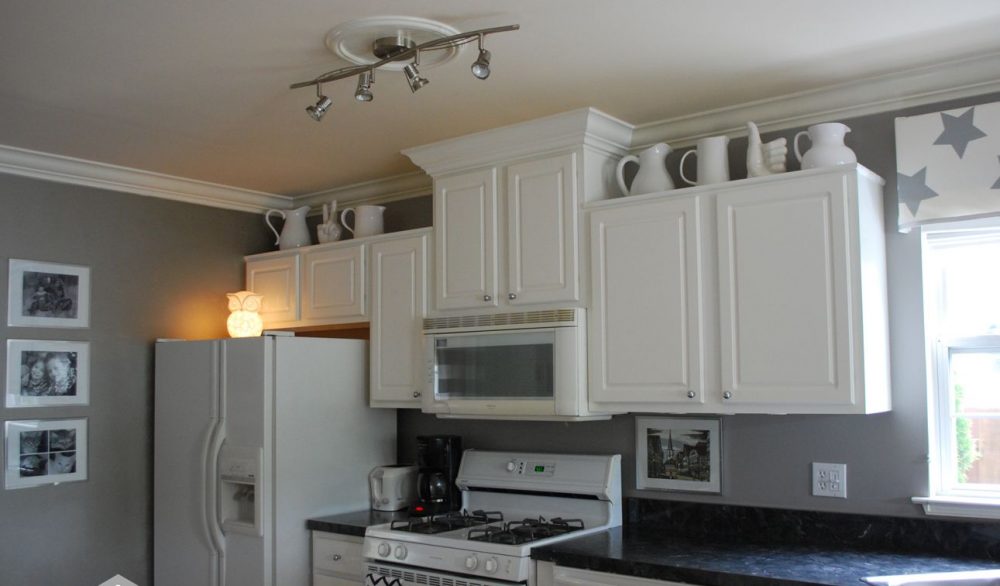 innovative-track-lamps-on-white-ceiling-in-minimalist-kitchen-with-white-cabinets-beside-grey-walls-kitchen