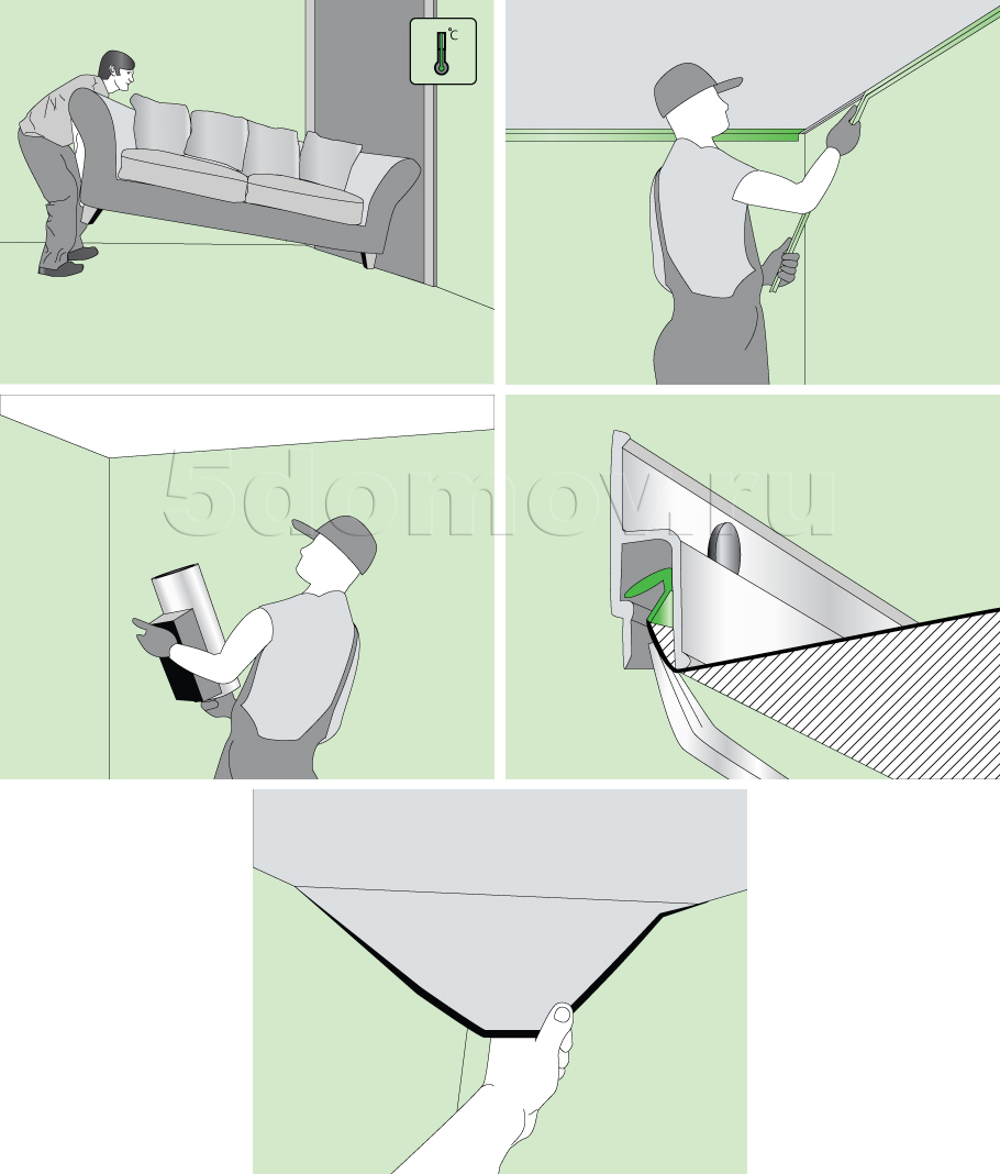 Как снять натяжной потолок с гарпунным типом крепления | Как снять натяжной потолок своими руками