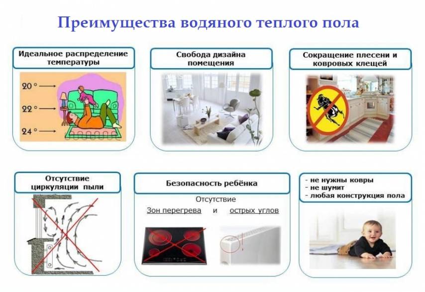 Какие преимущества характерны для водяных теплых полов