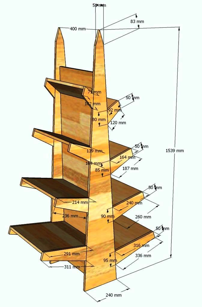 Книжная полка в виде елки. Примерная схема