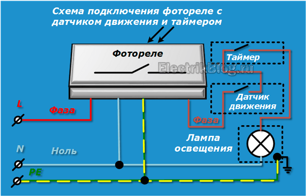 Схема фотореле с датчиком-движения и таймером