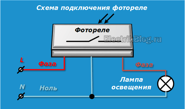 Схема подключения фотореле