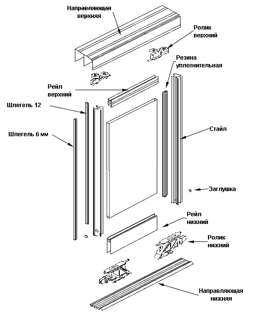 Схема сборки раздвижной двери