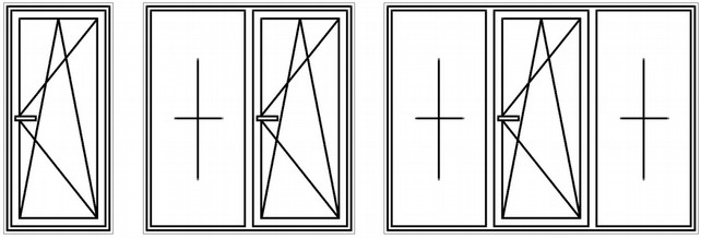 Схема оконных конструкций с различным количеством створок