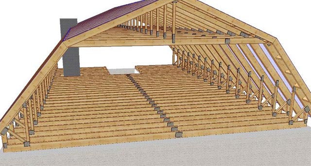 Схема стропильной системы мансардной крыши
