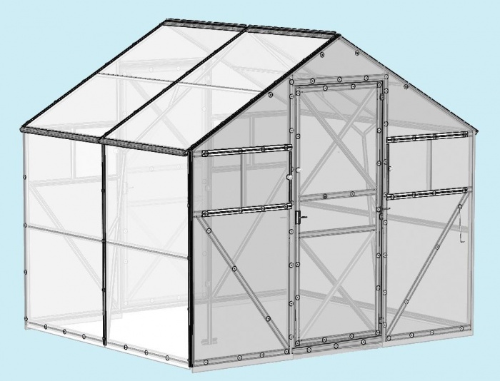 Теплица с двухскатной крышей из поликарбоната