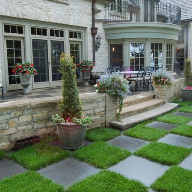 terrace-design-transitional-applied-grass-also-concrete-squares-gardening-idea-nearby-the-porch-decor-among-some-planters-1024x1024