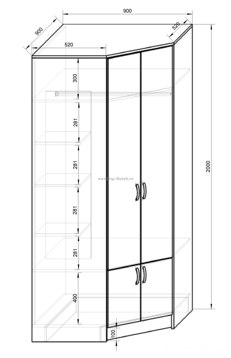 Угловой распашной шкаф