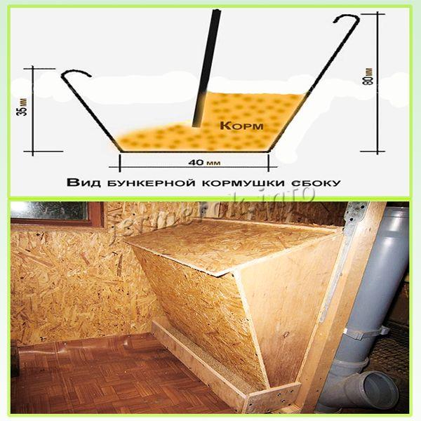 Вид бункерной кормушки сбоку