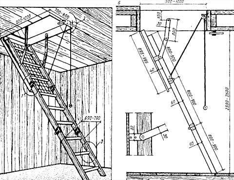  схема лестницы на чердак 