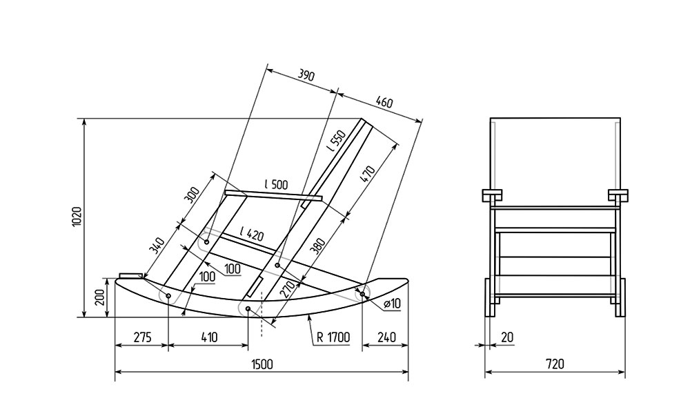 Чертеж кресла-качалки