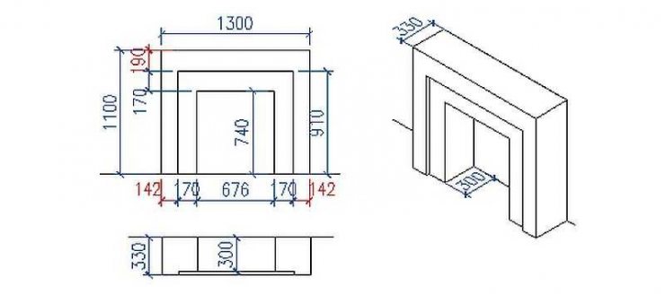 Чертёж небольшого камина