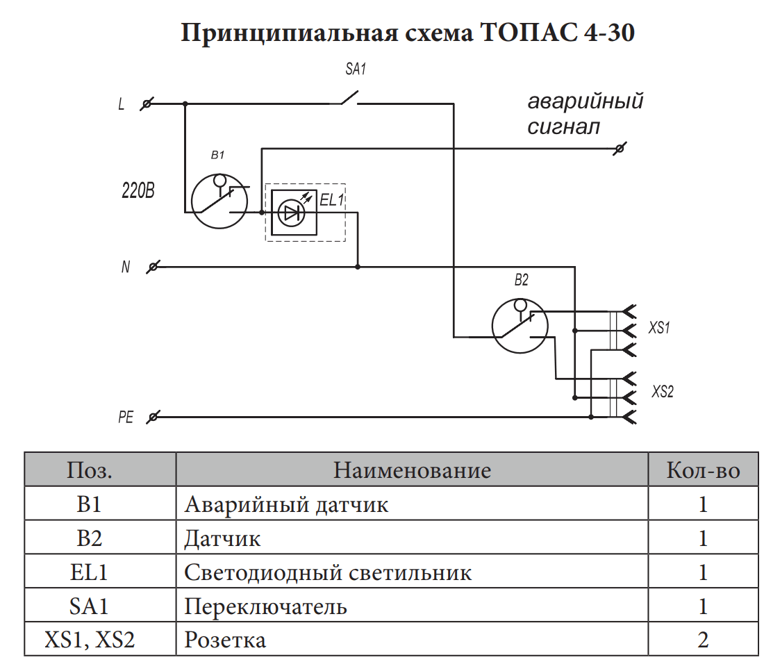 Электрическая схема подключения Топас-5