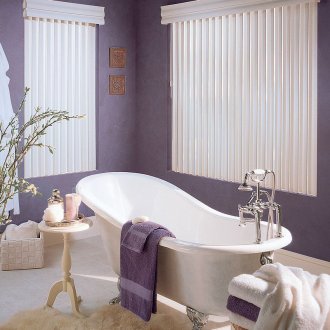 Фиолетово-бежевая ванная в стиле классика