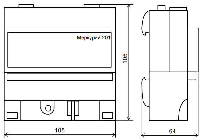 Габаритный размеры счётчика - Меркурий 201