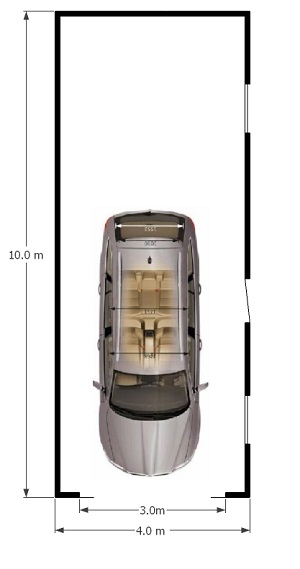 схема гаража на 1 или 2 машины 4 х 10 м