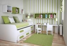 gorgeous-green-and-white-kids-bedroom-set-decorating-idea-with-striped-wall-paint-accent