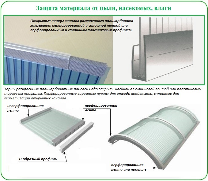 Как закрыть торцы сотового поликарбоната от влаги и пыли