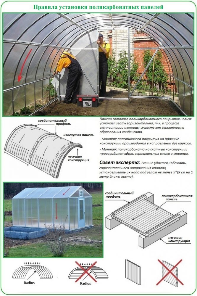 Как надо располагать панели поликарбоната для покрытия теплицы