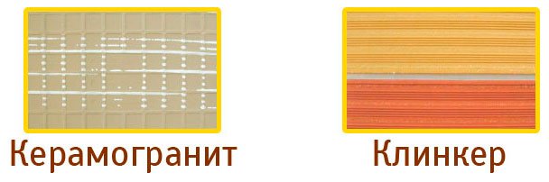 Обратная сторона керамогранита и клинкерной плитки.