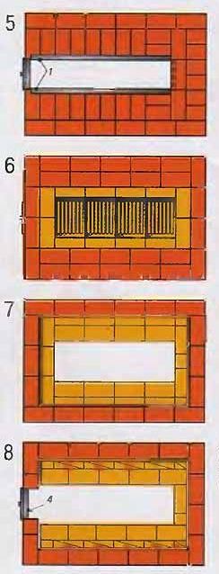 Порядовка газовой печи для бани 5-8 ряды