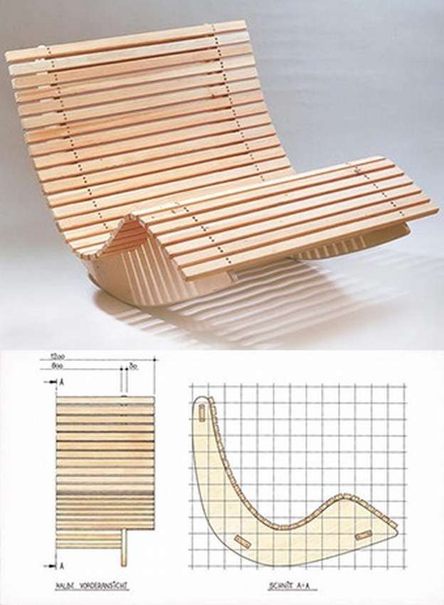 Кресло качалка для сада из фанеры. Чертежи