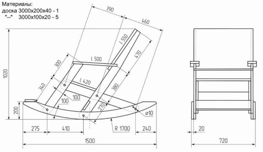 Чертежи простого кресла-качалки