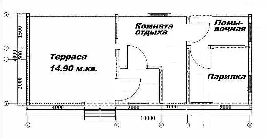 Планировка бани 10*4 для русской парилки