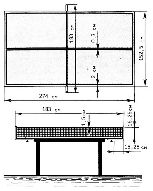 теннисный стол чертеж
