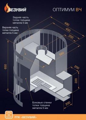 стальная печь с выносной топкой