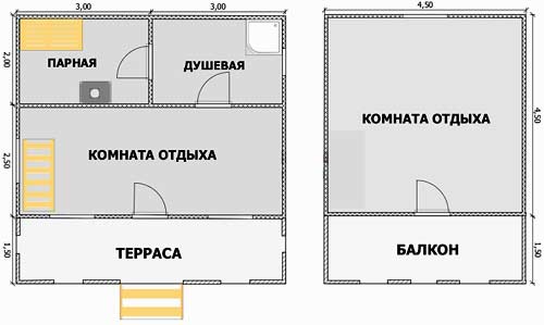 планировка бани 6x6