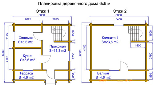 план коттеджа 12х11