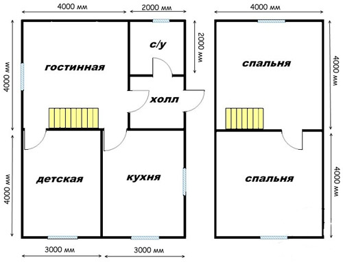 деревянный коттедж 6x8