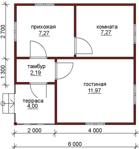 планировка коттеджа 6x6