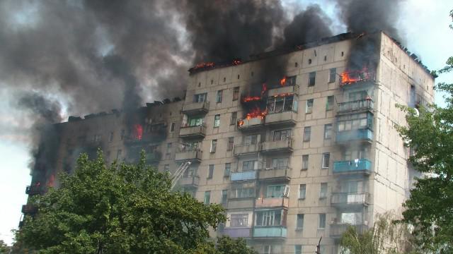 Пожар в девятиэтажке