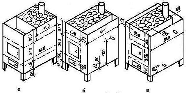 Варианты размещения водогрейных баков на корпусе печки