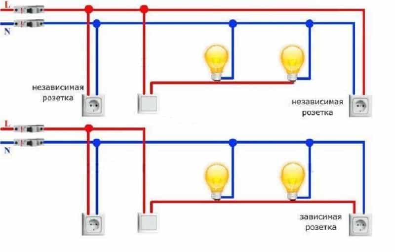 Схема освещения на два вывода