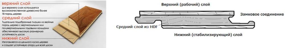 Виды паркетной доски. Различия по составу среднего слоя. Структура паркетной доски