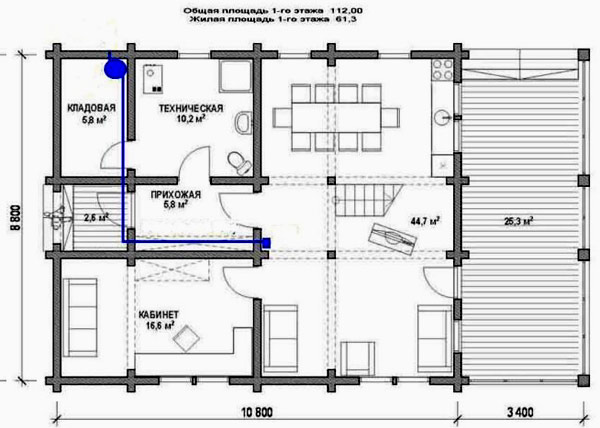 планировка коттеджа 8,8x10,8