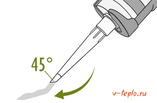 обрезка наконечника под углом в 45 градусов